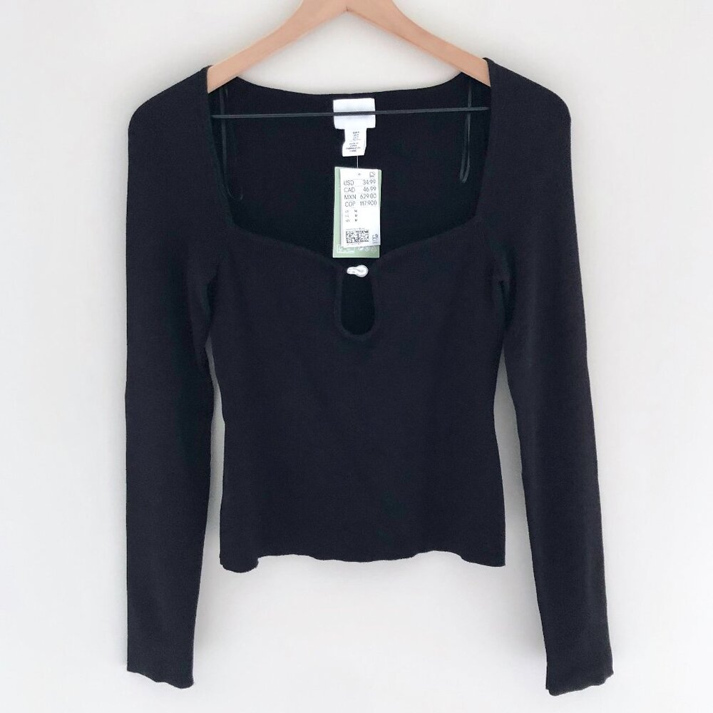 NWT H&M Bead Detail Knit Top - Picture 1 of 5